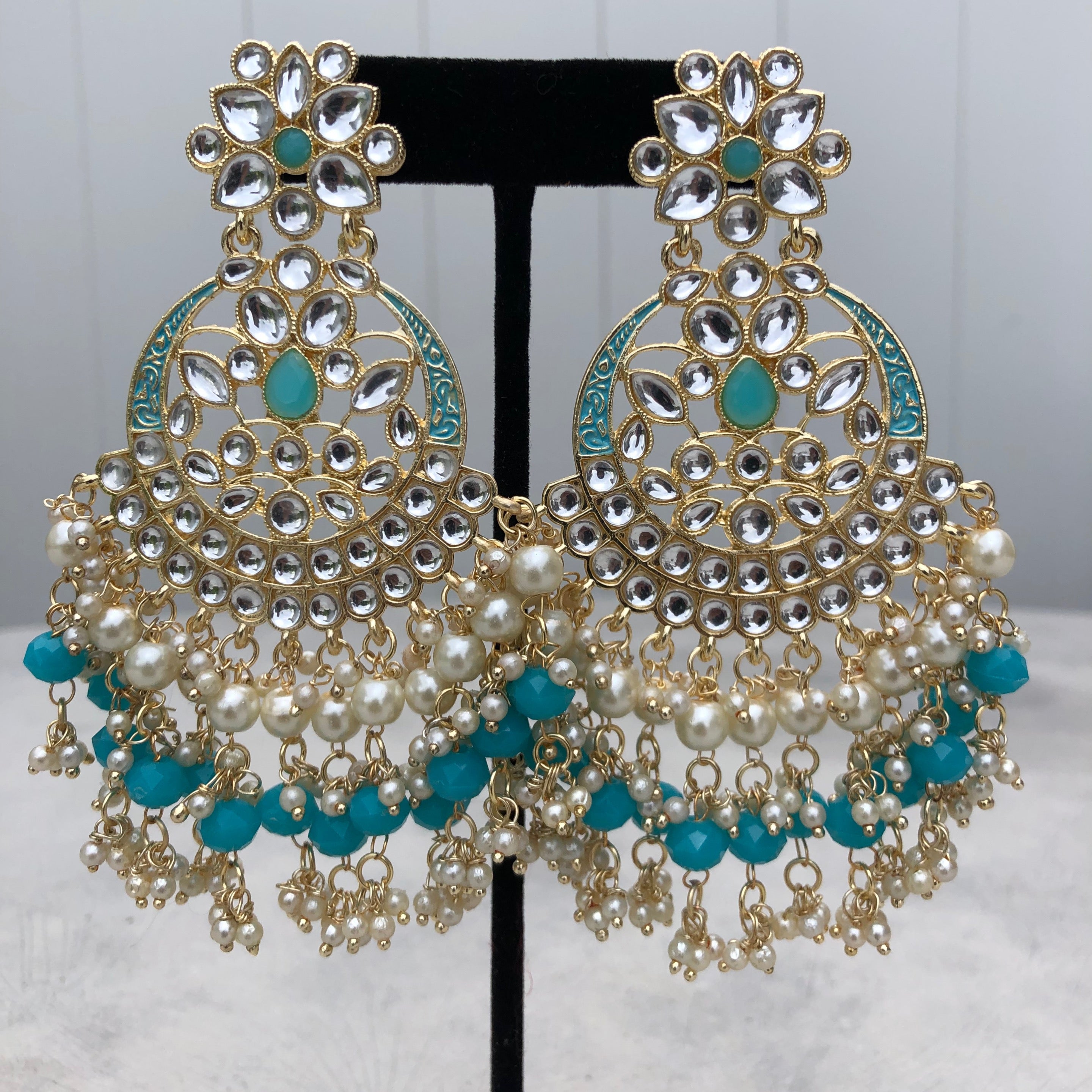 Light Blue Statement Meenakari Earrings – WearZing